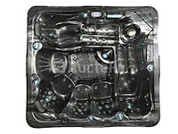 6 persoons outdoor spa met waterjets 255x233 cm - zwart / zwarte zijkant - afbeelding 1 van  17