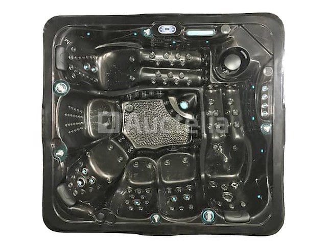6 persoons outdoor spa met waterjets 255x233 cm - zwart / zwarte zijkant - afbeelding 12 van  17