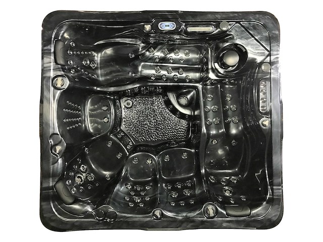 6 persoons outdoor spa met waterjets 255x233cm - zwart / zwarte zijkant - afbeelding 2 van  17