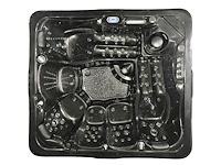 6 persoons outdoor spa met waterjets 255x233cm - zwart / zwarte zijkant - afbeelding 7 van  17