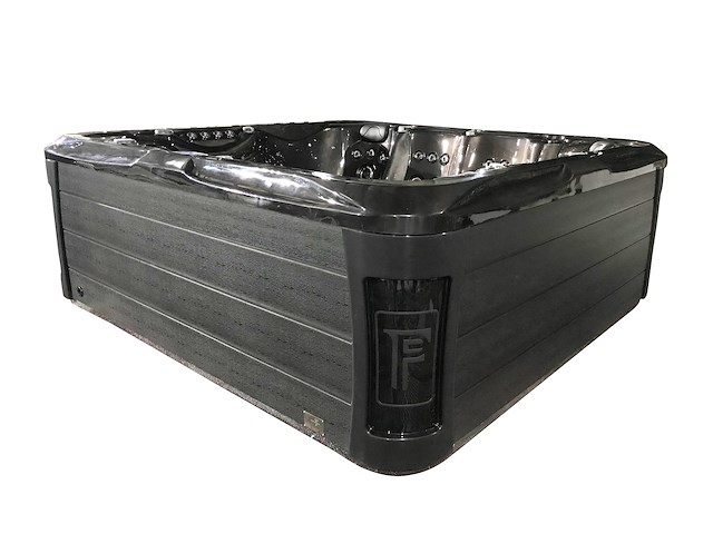 6 persoons outdoor spa met waterjets 255x233cm - zwart / zwarte zijkant - afbeelding 8 van  17