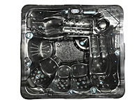 6 persoons outdoor spa met waterjets 255x233cm - zwart / zwarte zijkant - afbeelding 9 van  17