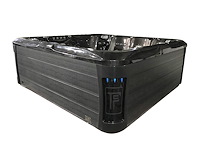 6 persoons outdoor spa met waterjets 255x233cm - zwart / zwarte zijkant - afbeelding 10 van  17