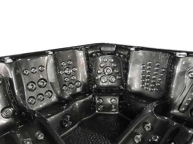 6 persoons outdoor spa met waterjets 255x233cm - zwart / zwarte zijkant - afbeelding 11 van  17