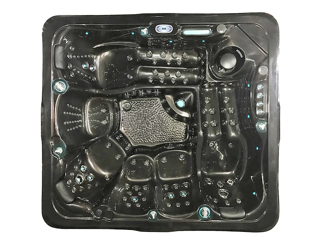 6 persoons outdoor spa met waterjets 255x233cm - zwart / zwarte zijkant - afbeelding 15 van  17