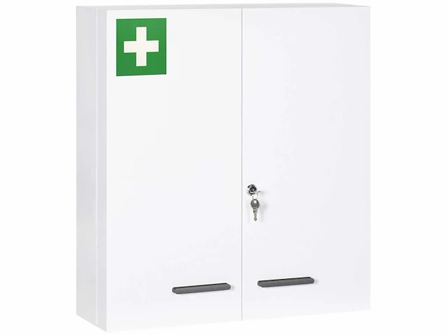 6-plank medicijnkast met slot en 2 beveiligingssleutels - afbeelding 1 van  4