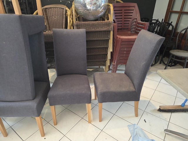 6 stoffen eetkamerstoelen - afbeelding 2 van  2