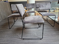 6 stoffen stoelen met metalen onderstel - afbeelding 3 van  4