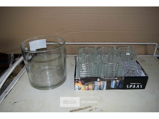 6 theelichthouders+ glazen kom - afbeelding 1 van  1