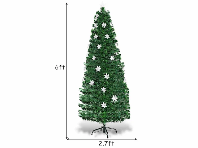 6 voet verlichte glasvezel kunstmatige kerstboom met meerkleurige sneeuwvlokken en verlichting - afbeelding 2 van  5