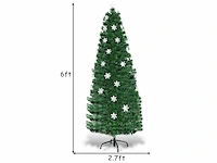 6 voet verlichte glasvezel kunstmatige kerstboom met meerkleurige sneeuwvlokken en verlichting - afbeelding 2 van  5