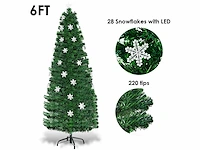 6 voet verlichte glasvezel kunstmatige kerstboom met meerkleurige sneeuwvlokken en verlichting - afbeelding 3 van  5