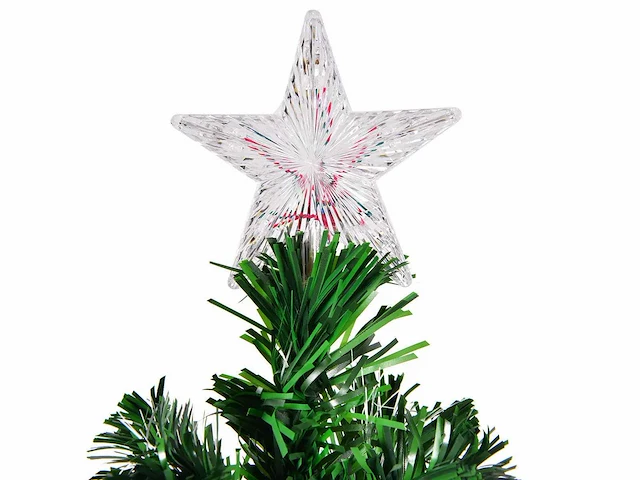 6 voet verlichte glasvezel kunstmatige kerstboom met meerkleurige sneeuwvlokken en verlichting - afbeelding 5 van  5
