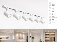 6 x 1-fase railverlichting set – 2 meter – wit – inclusief 6 x gu10 railspots - afbeelding 2 van  5