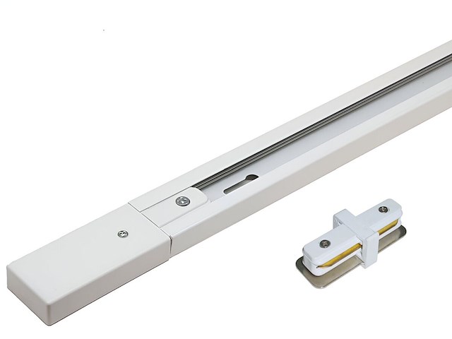 6 x 1 meter rail voor 1 fase 2 draden railsystem met doorverbinder wit - afbeelding 1 van  4