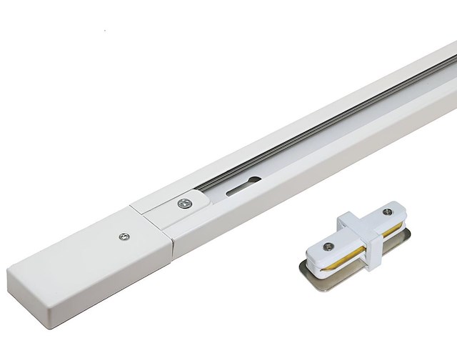 6 x 1 meter rail voor 1 fase 2 draden railsystem met doorverbinder wit - afbeelding 1 van  4