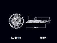6 x 150w 3000k led ufo highbay slim waterdicht met lens - afbeelding 7 van  8