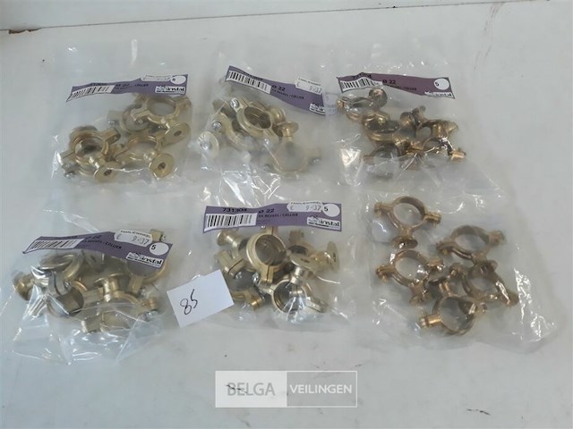 6 x beugel messing 5 stuks voor buis 22mm - afbeelding 2 van  3