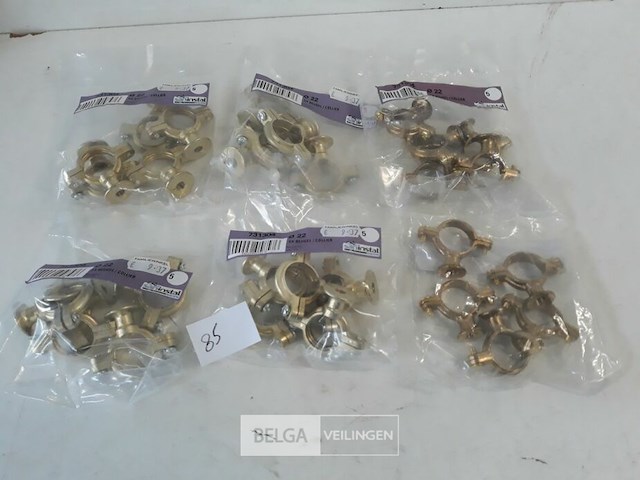 6 x beugel messing 5 stuks voor buis 22mm - afbeelding 1 van  3