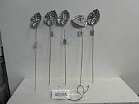 6 x blad 13 cm op steel zilverglitter