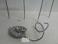 6 x blad 13 cm op steel zilverglitter - afbeelding 3 van  3