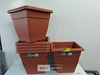 6 x bloembak pvc rood-bruin 40x40x34 cm elho - afbeelding 2 van  3