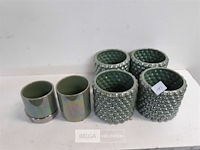 6 x bloempotje 3 assorti groen - afbeelding 2 van  3