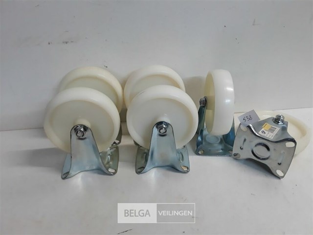 6 x bokwiel 125 mm nylon wiel - afbeelding 2 van  3