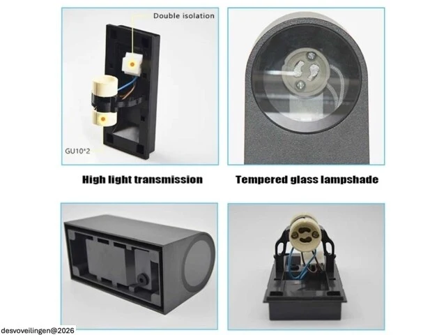6 x buiten wandlamp – gu10 – dubbele lichtuitgang – ip65 – zwart - afbeelding 6 van  6