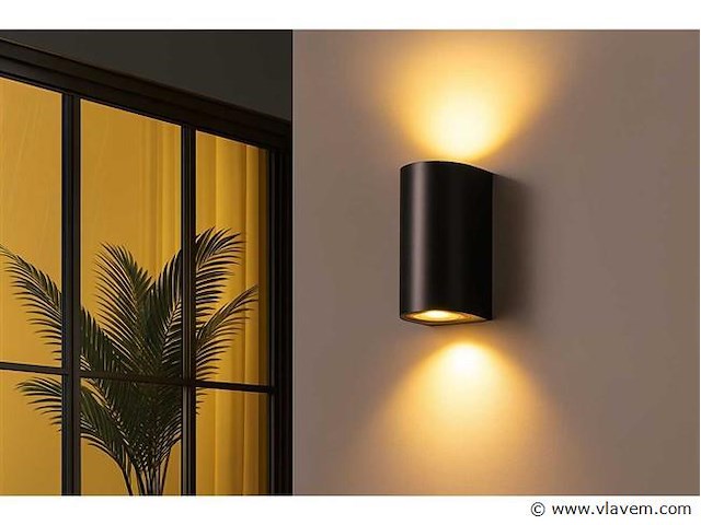 6 x buiten wandlamp – gu10 – dubbele lichtuitgang – ip65 – zwart - afbeelding 2 van  5