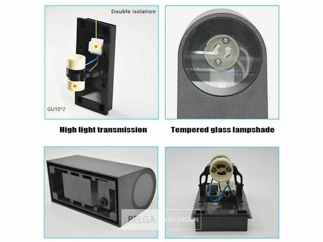 6 x buiten wandlamp – gu10 – dubbele lichtuitgang – ip65 – zwart - afbeelding 6 van  6