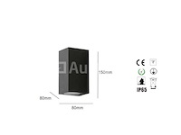 6 x buiten wandlamp – gu10 – rechthoek – dubbele lichtuitgang – ip65 – zwart - afbeelding 3 van  4