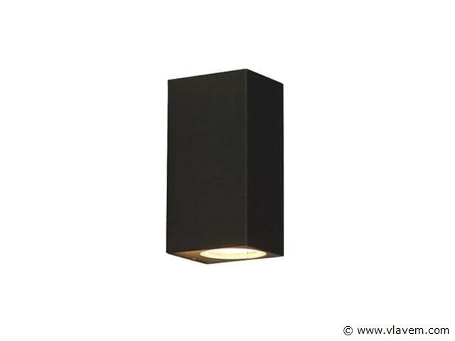 6 x buiten wandlamp – gu10 – rechthoek – dubbele lichtuitgang – ip65 – zwart - afbeelding 3 van  4