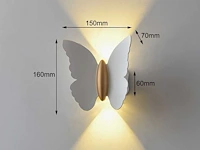 6 x farfala wandlamp wit goud - afbeelding 3 van  6
