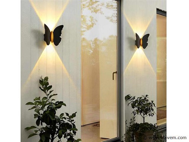 6 x farfala wandlamp zwart goud - afbeelding 4 van  6