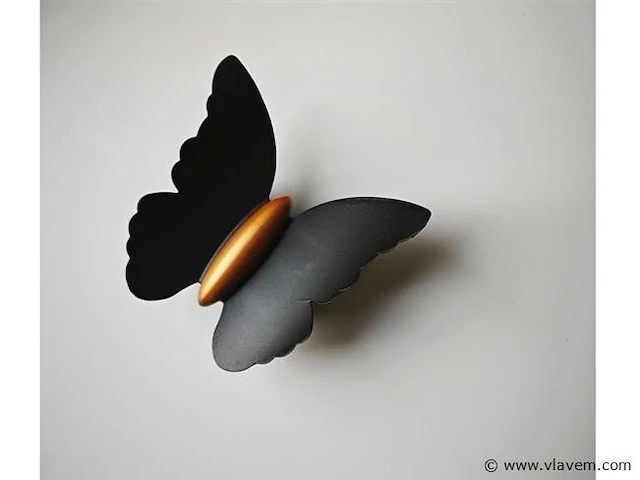 6 x farfala wandlamp zwart goud - afbeelding 1 van  6