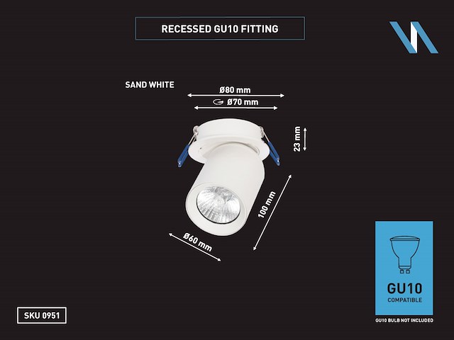 6 x gu10 inbouwspot armatuur cilinder zand wit draaibaar - afbeelding 5 van  5