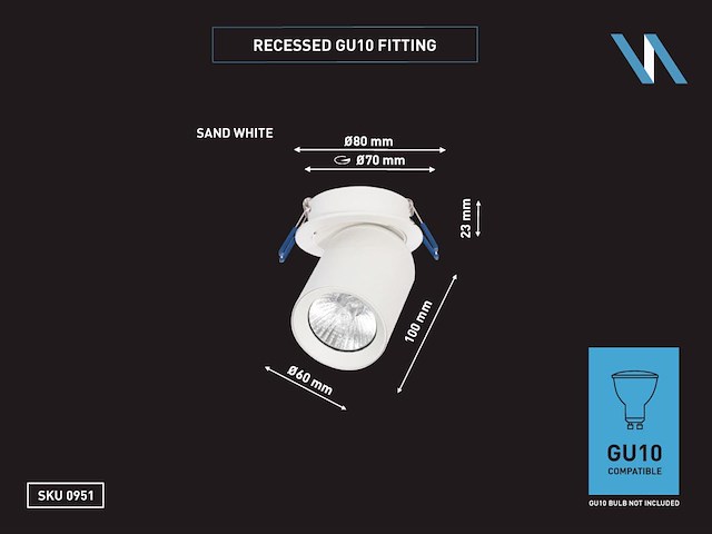 6 x gu10 inbouwspot armatuur cilinder zand wit draaibaar - afbeelding 5 van  5
