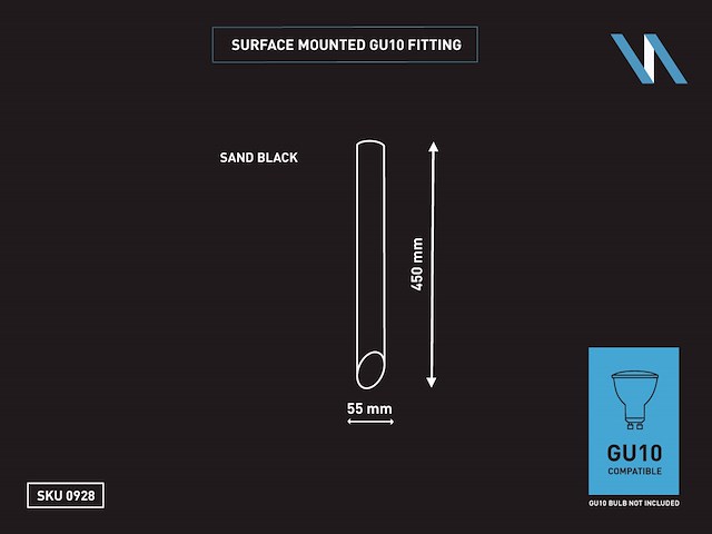 6 x gu10 opbouw design armatuur cilinder zand zwart 45cm - afbeelding 5 van  5