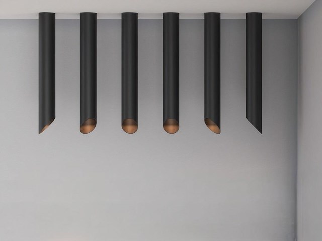 6 x gu10 opbouw design armatuur cilinder zand zwart 45cm - afbeelding 2 van  9