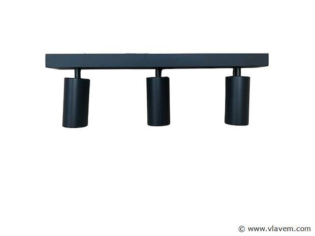 6 x gu10 opbouwspot armatuur – 3 draaibare spots – ip20 – zwart - afbeelding 2 van  4