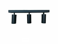 6 x gu10 opbouwspot armatuur – 3 draaibare spots – ip20 – zwart - afbeelding 3 van  5