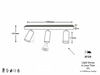 6 x gu10 opbouwspot armatuur – 3 draaibare spots – ip20 – zwart - afbeelding 5 van  5