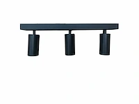 6 x gu10 opbouwspot armatuur – 3 draaibare spots – ip20 – zwart - afbeelding 2 van  4