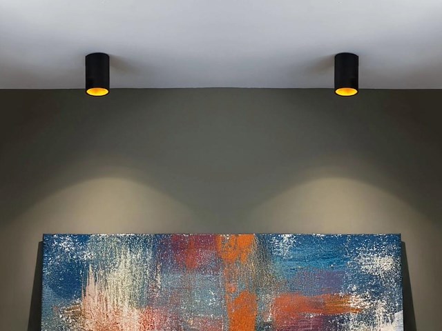 6 x gu10 opbouwspot armatuur cilinder zand goud en zwart - afbeelding 3 van  5