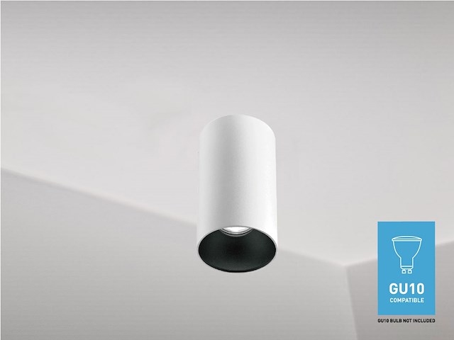 6 x gu10 opbouwspot armatuur cilinder zand wit en zwart - afbeelding 4 van  6