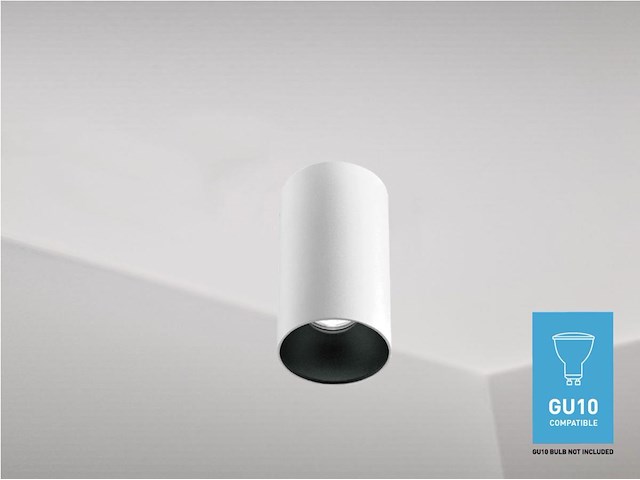 6 x gu10 opbouwspot armatuur cilinder zand wit en zwart - afbeelding 4 van  6