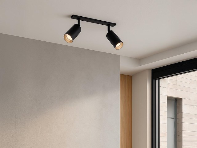 6 x gu10 opbouwspot armatuur dubbel cilinder zand zwart draaibaar - afbeelding 2 van  5