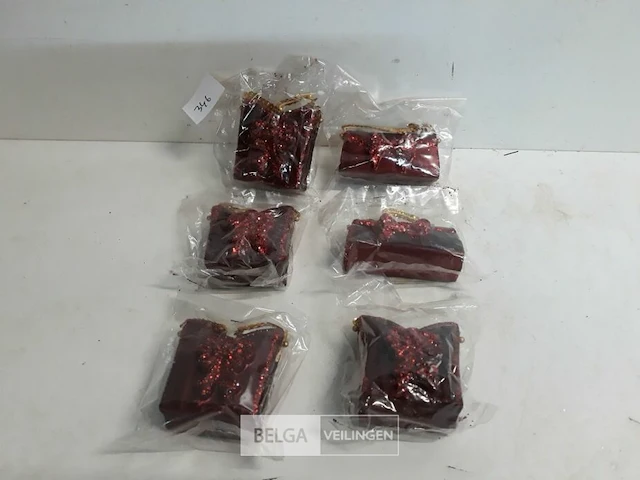 6 x hangdeco handtas bordeaux 7 cm - afbeelding 2 van  3