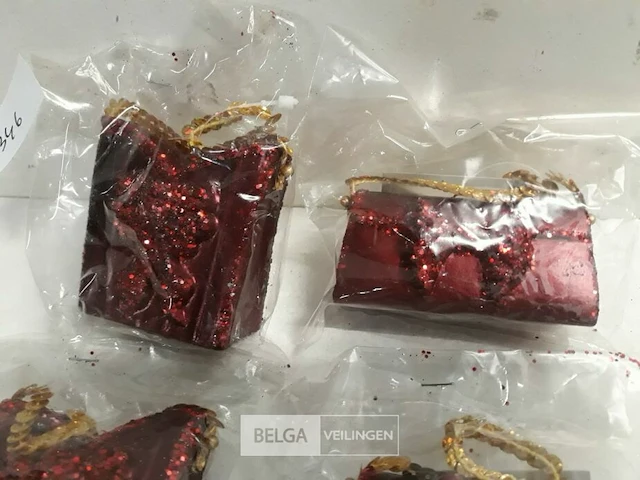 6 x hangdeco handtas bordeaux 7 cm - afbeelding 3 van  3